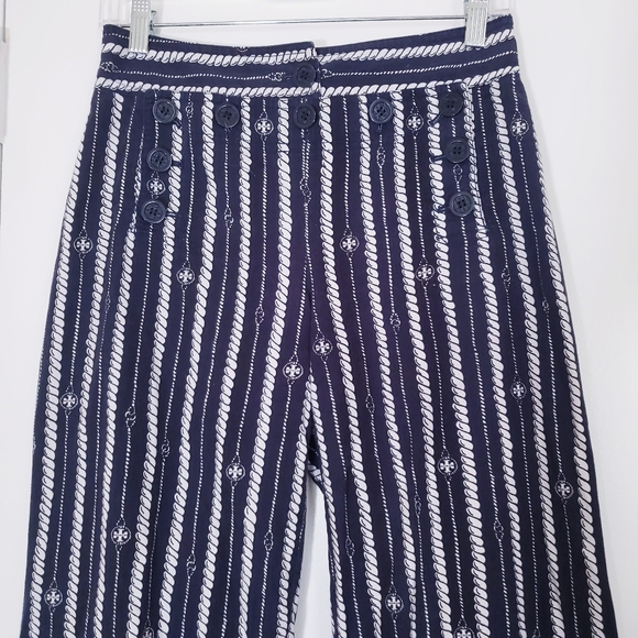 Tory Burch Blue Nautical Print Sailor Pants - Picture 4 of 15